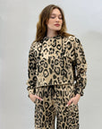 Felpa con cappuccio stampa animalier