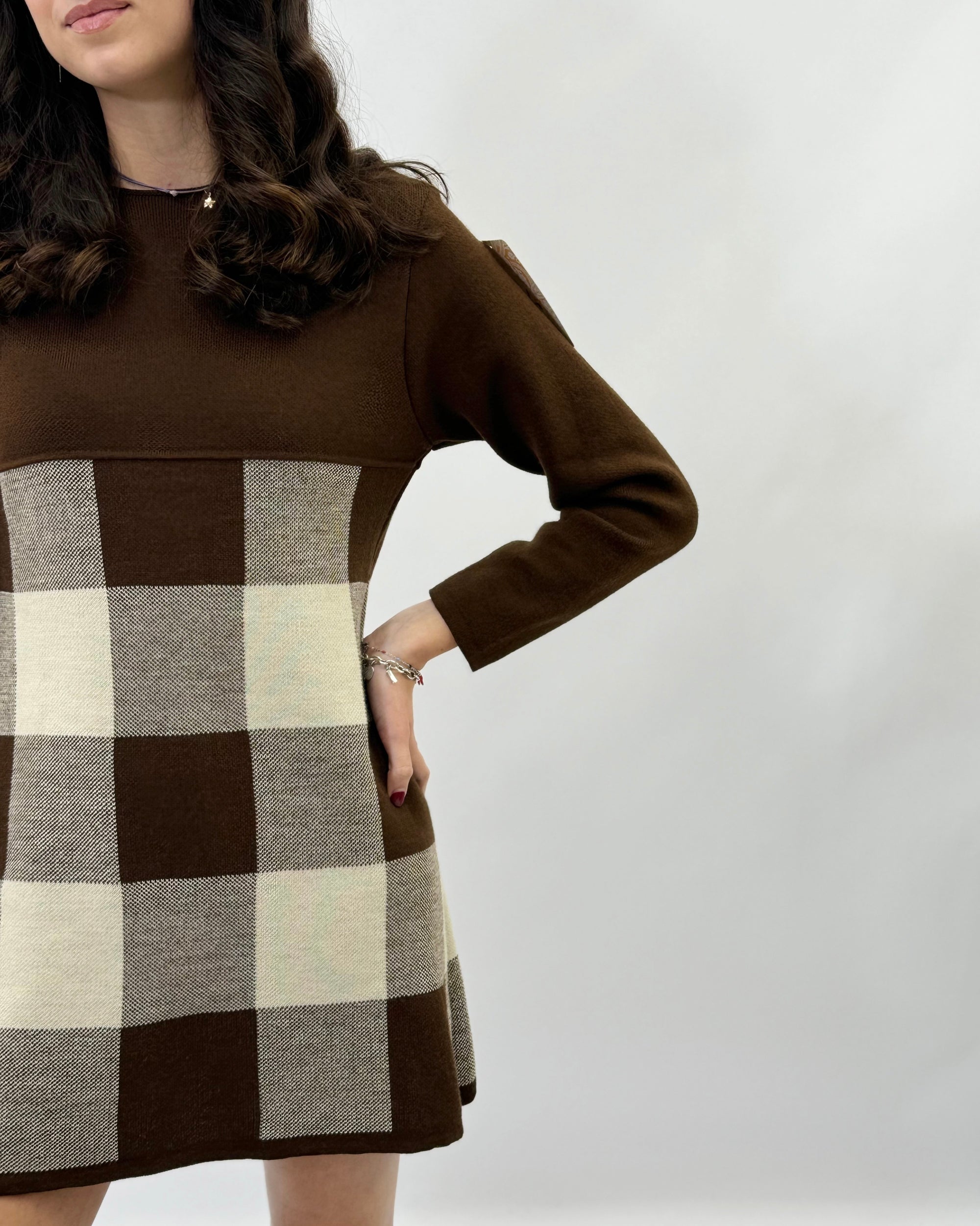 Abito maglione a quadri morbido