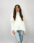 Maglione dolcevita comodo con frange