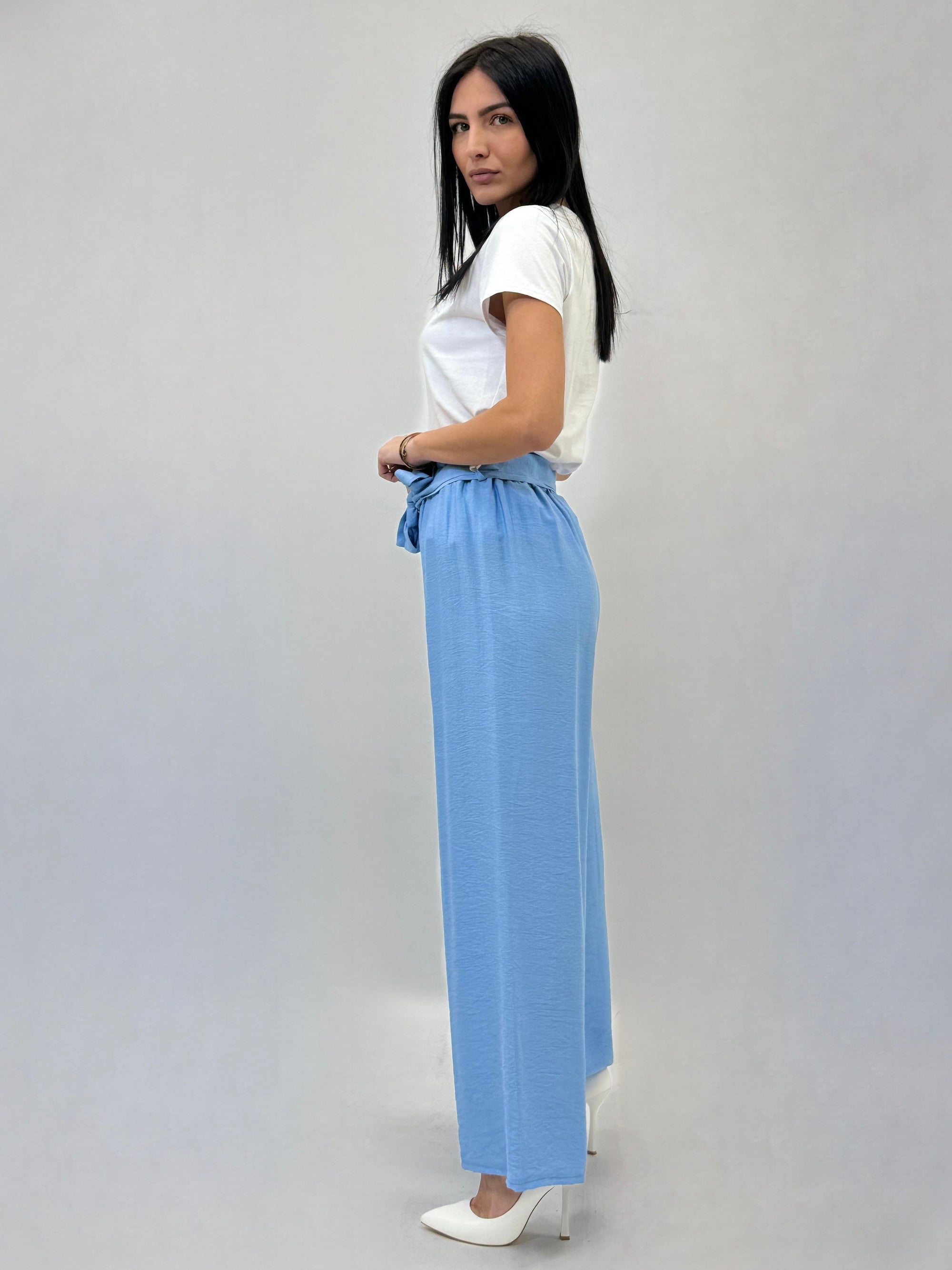 Pantaloni gamba larga con fiocco