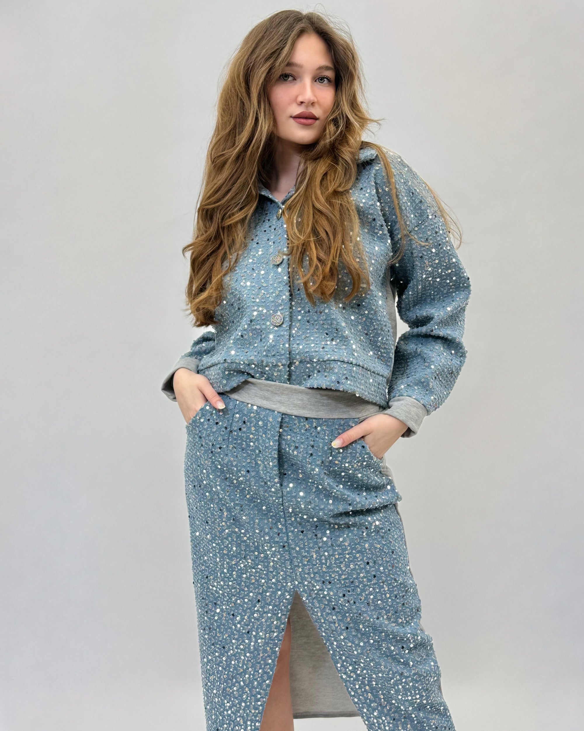 Gonna longuette premium con paillettes