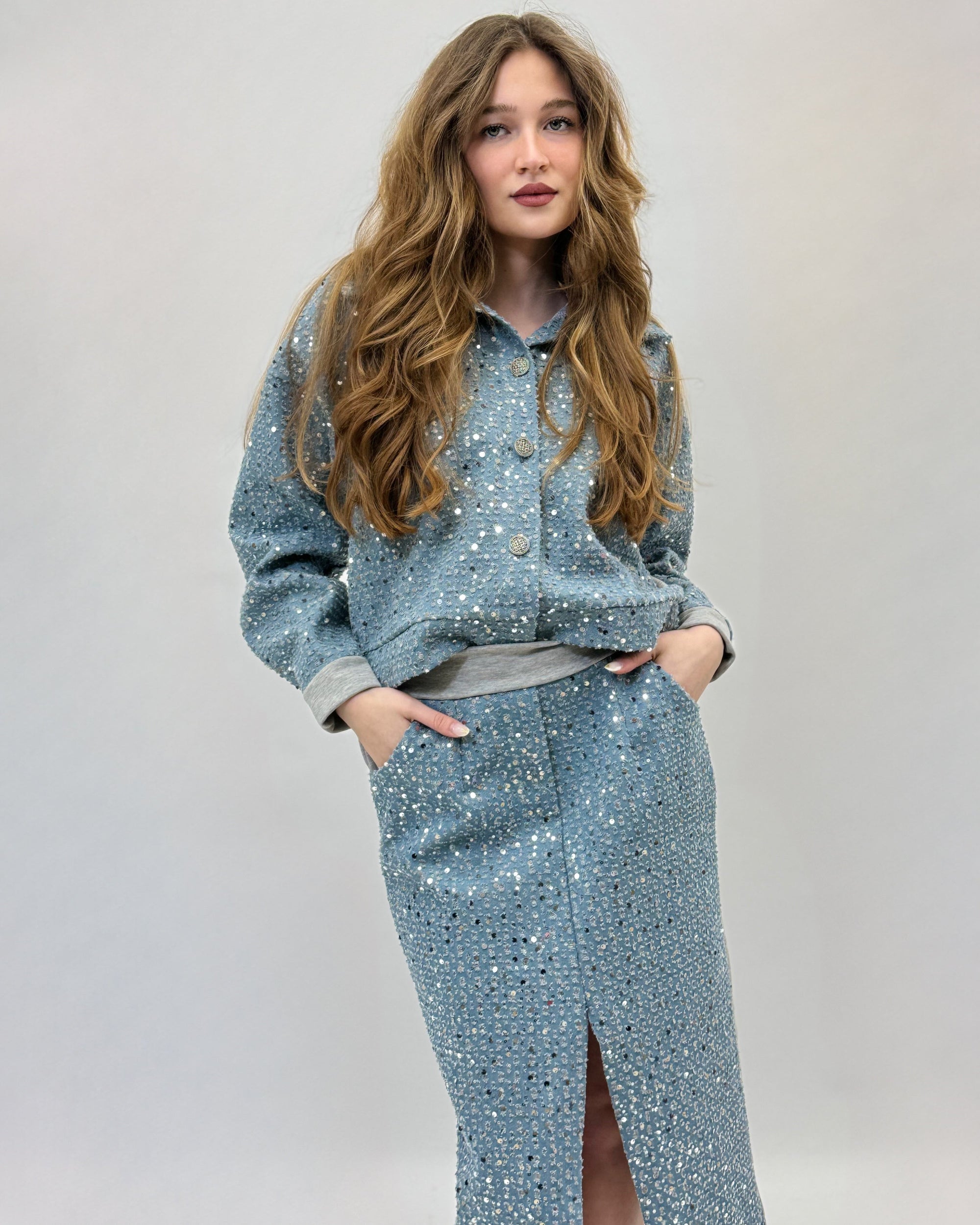 Gonna longuette premium con paillettes