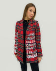 Giacca tartan con scritte – blazer grafico made in italy