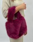 Borsa shopper in ecopelliccia con tracolla