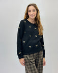 Maglione morbido con fiocchi in paillettes