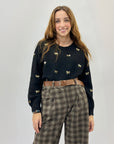 Maglione morbido con fiocchi in paillettes