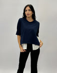 Maglia in punto milano con dettaglio camicia