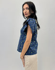 Maglia in cotone con stampa piante
