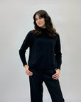 Pullover lupetto con tasche frontali misto lana
