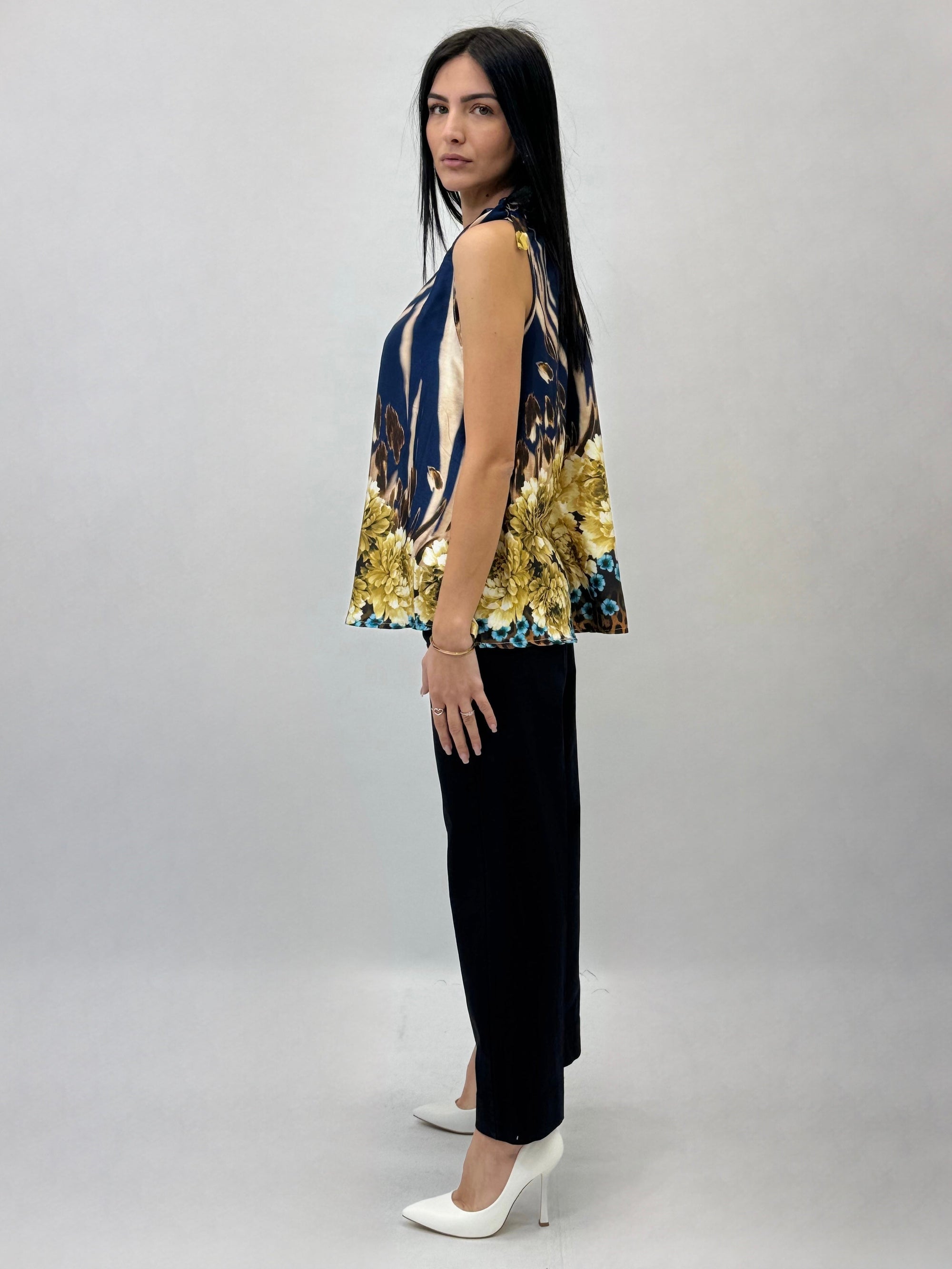 Blusa in raso con stampa