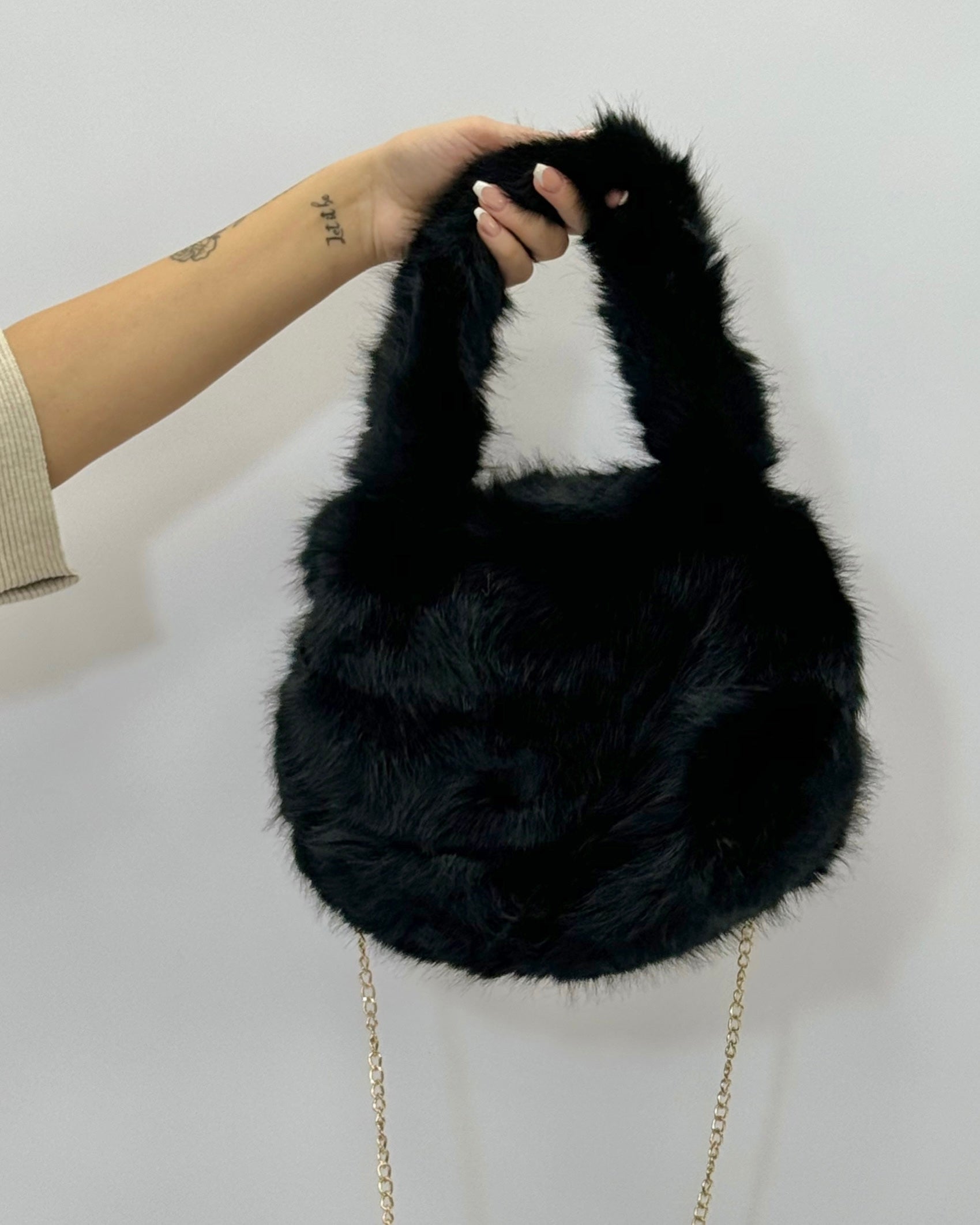 Borsa shopper in ecopelliccia con tracolla