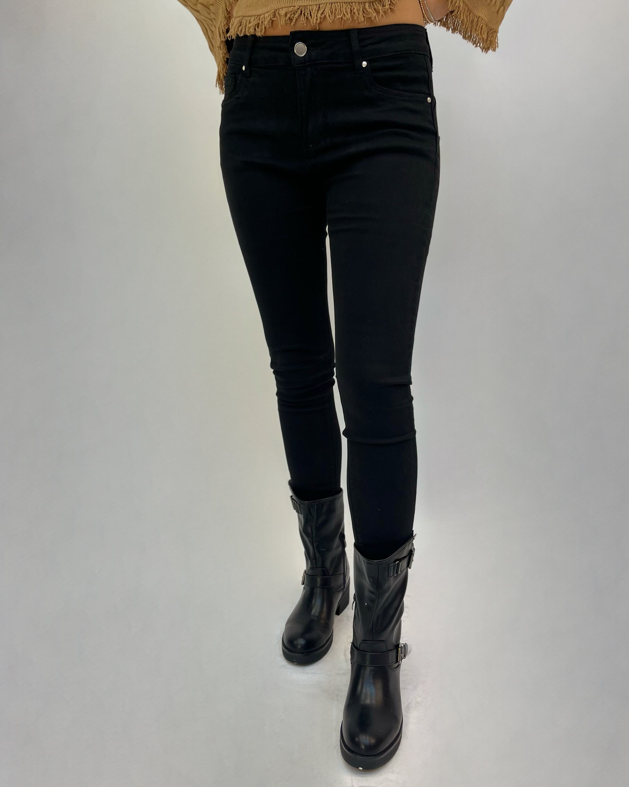 Pantaloni basic in cotone colorati push-up