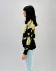 Maglione misto lana con stampa rose