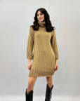 Abito premium dolcevita in lana mohair con piume