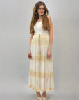 Gonna in pizzo con dettagli beige