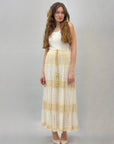 Gonna in pizzo con dettagli beige