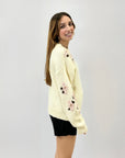 Maglione misto lana con fiori ricamati