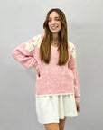 Maglione misto lana con fiori ricamati