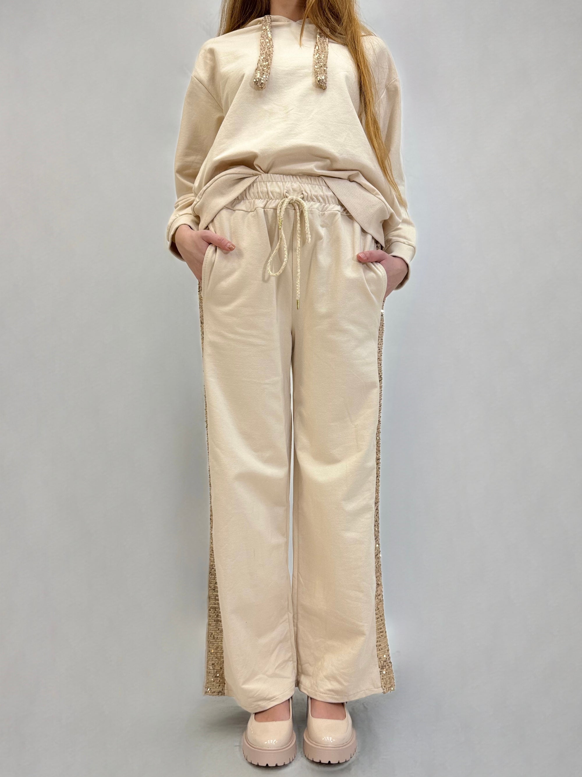 Pantaloni tuta con paillettes laterali