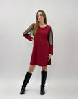 Abito con maniche in organza a pois