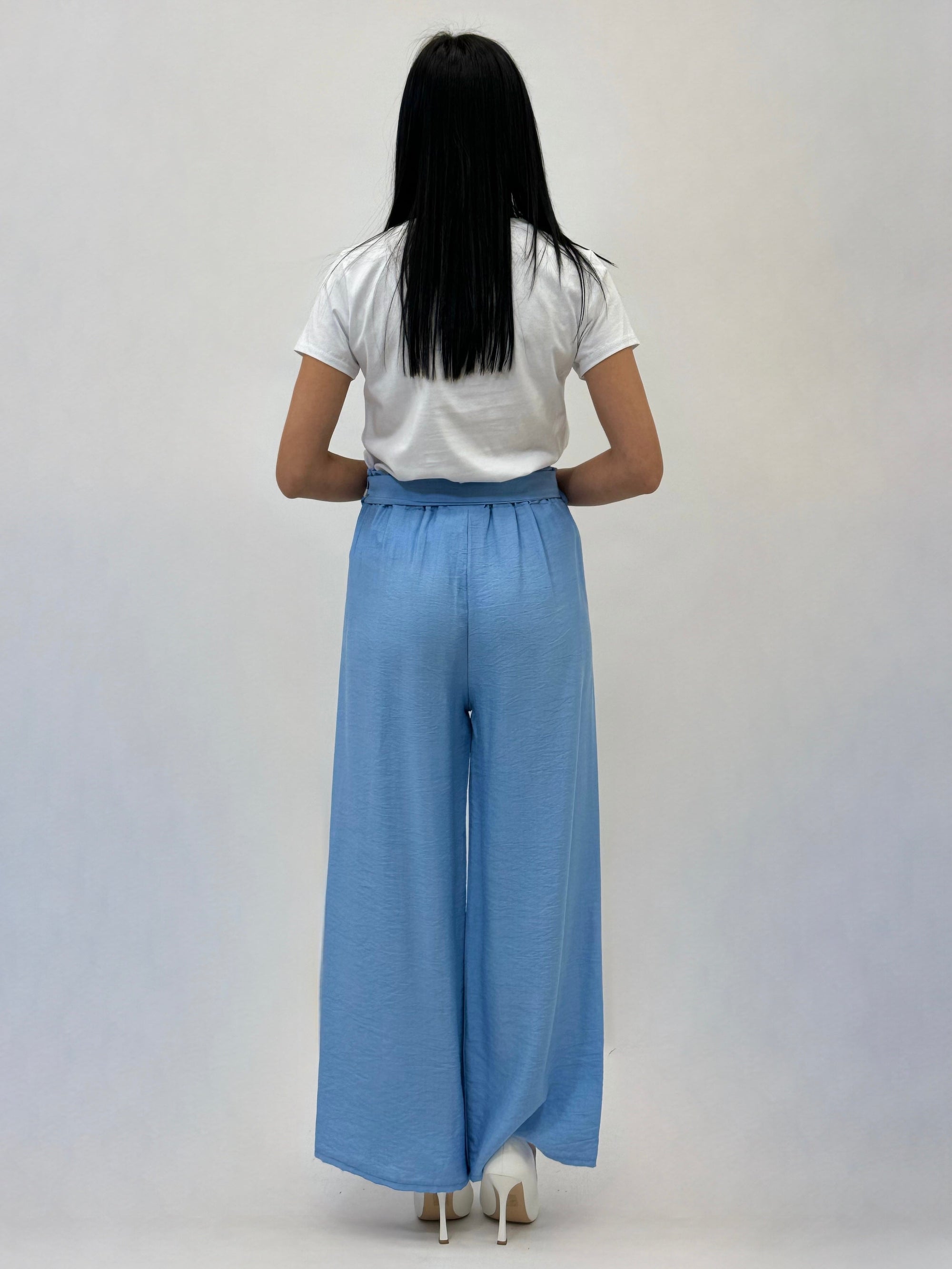 Pantaloni gamba larga con fiocco