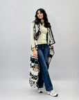 Gilet lungo in velluto stampa animalier