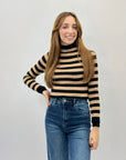 Pullover lupetto intrecci a righe petite