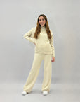 Pullover lupetto con tasche frontali misto lana