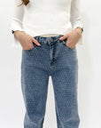 Jeans ampio con strass