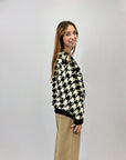 Cardigan pied de poule