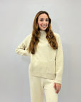 Pullover lupetto con tasche frontali misto lana