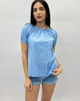 Maglia tinta unita maniche a palloncino