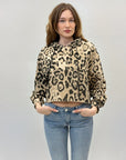 Felpa con cappuccio stampa animalier