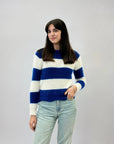 Pullover morbido a righe effetto peluche