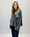Felpa in cotone con margherite