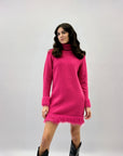 Abito premium dolcevita in lana mohair con piume