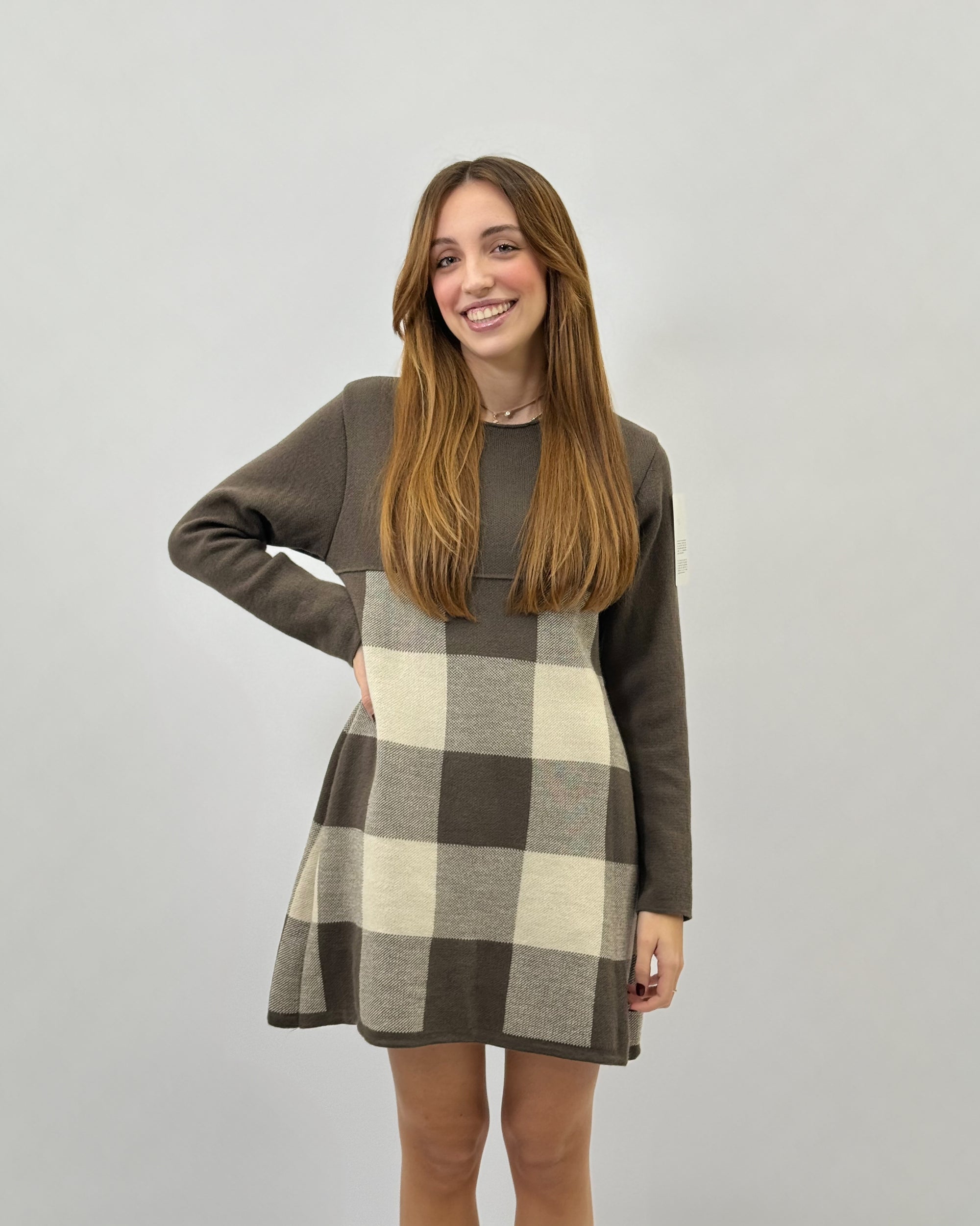 Abito maglione a quadri morbido