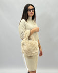 Borsa shopper in ecopelliccia con tracolla