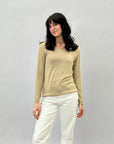 Maglia misto lana e cotone effetto brillantinato
