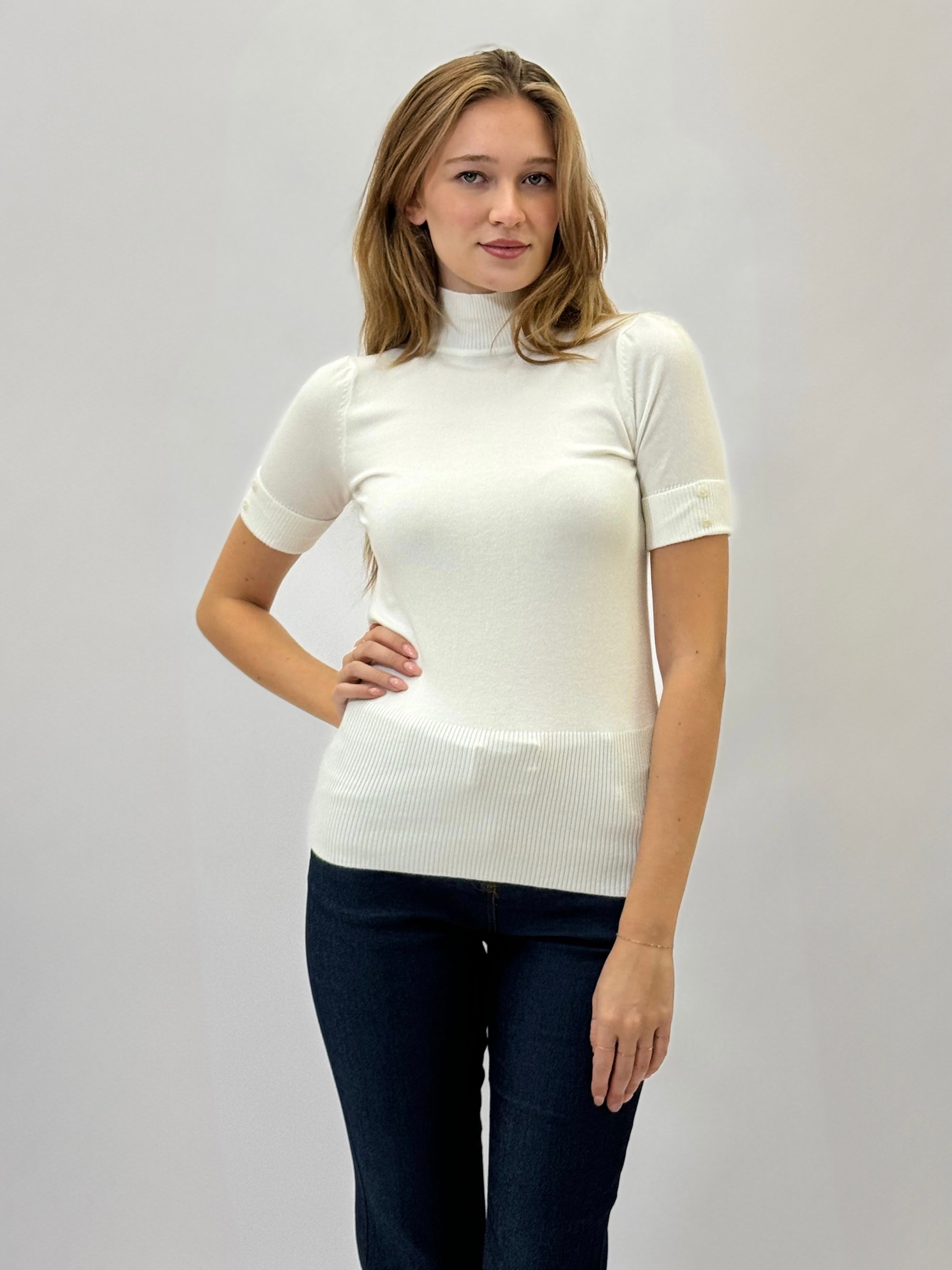 Maglia dolcevita mezze maniche basic