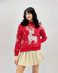 Maglione con stampa renna e fiocchi di neve