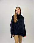 Maglione ampio dolcevita misto lana e alpaca