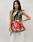 Blusa in raso con stampa