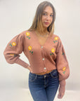Cardigan comodo con maniche palloncino