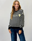 Pullover a righe con scritta love