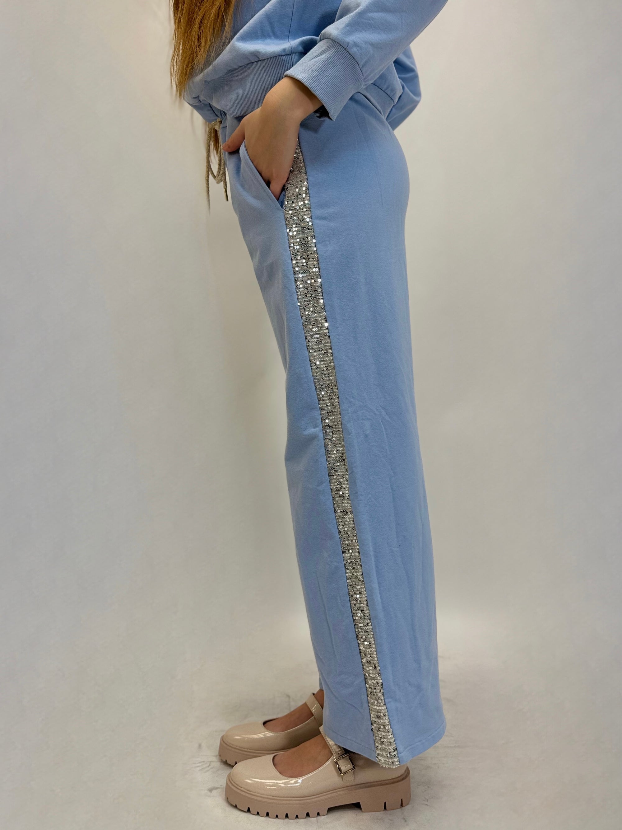 Pantaloni tuta con paillettes laterali