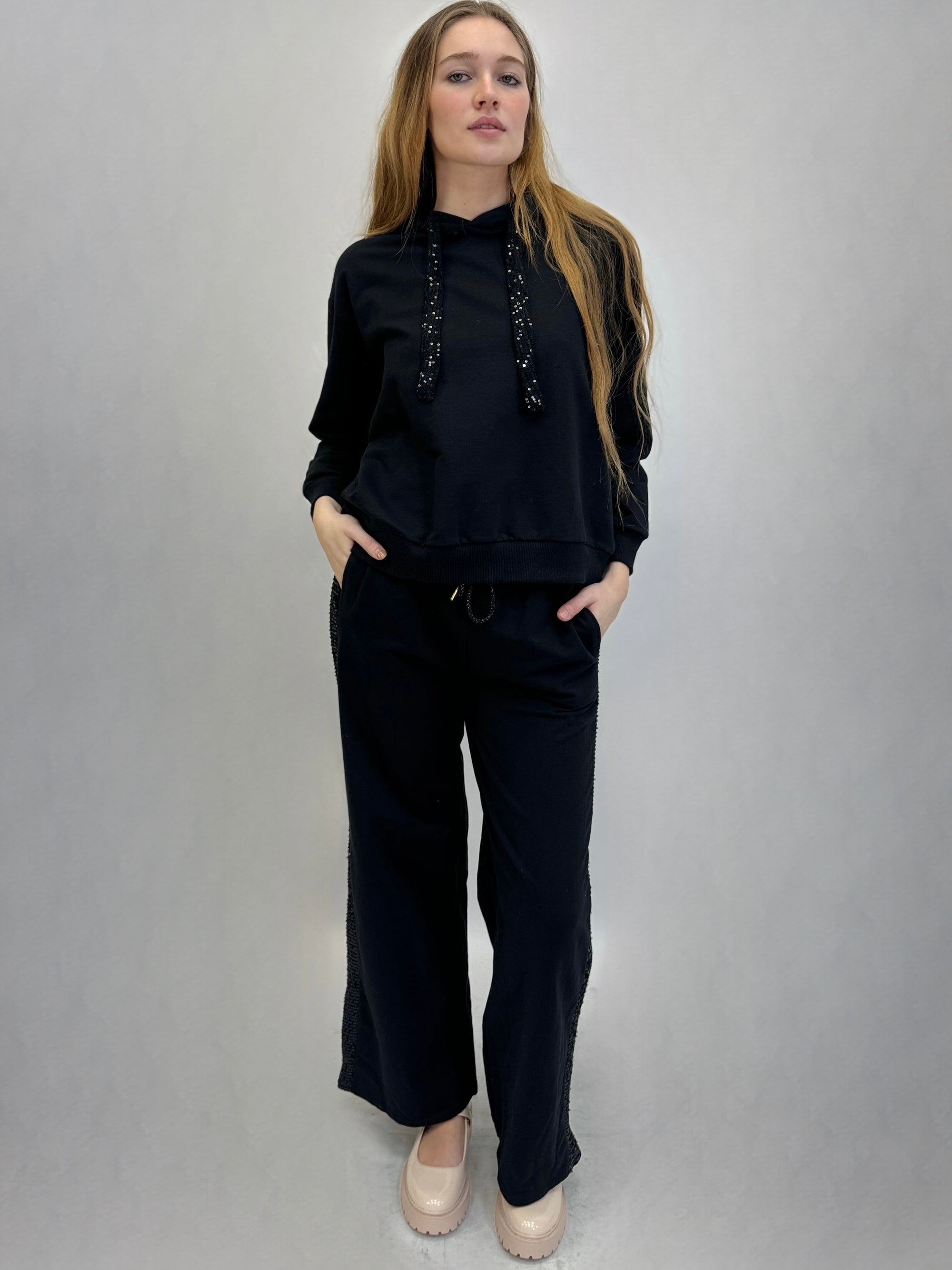 Pantaloni tuta con paillettes laterali