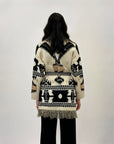 Cardigan con frange e cintura