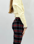 Pantaloni a sigaretta tartan con cintura