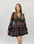 Abito tartan con maniche palloncino
